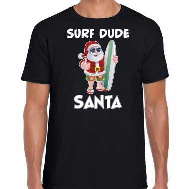 Surf dude santa fun kersttrui / outfit zwart voor man