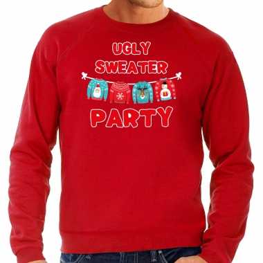Ugly sweater party foute kersttrui / outfit rood voor man