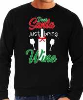 Dear santa just bring wine drank kersttrui outfit zwart voor man