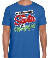 Fout kerstrui why santa has a naughty list blauw voor man