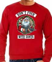 Foute kersttrui outfit dont fuck with santa rood voor man