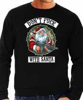 Foute kersttrui outfit dont fuck with santa zwart voor man