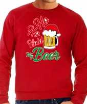 Grote maten ho ho hold my beer fout kersttrui outfit rood voor man