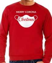 Grote maten merry corona christmas foute kersttrui outfit rood voor man