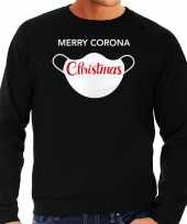 Grote maten merry corona christmas foute kersttrui outfit zwart voor man