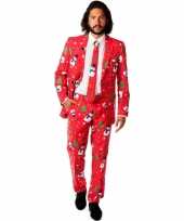 Rode business suit met kerst print man