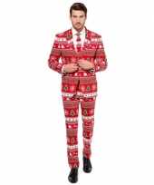 Rode business suit met kerstboom print man