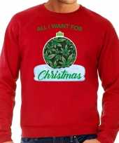 Wiet kerstbal sweater kersttrui outfit all i want for christmas rood voor man
